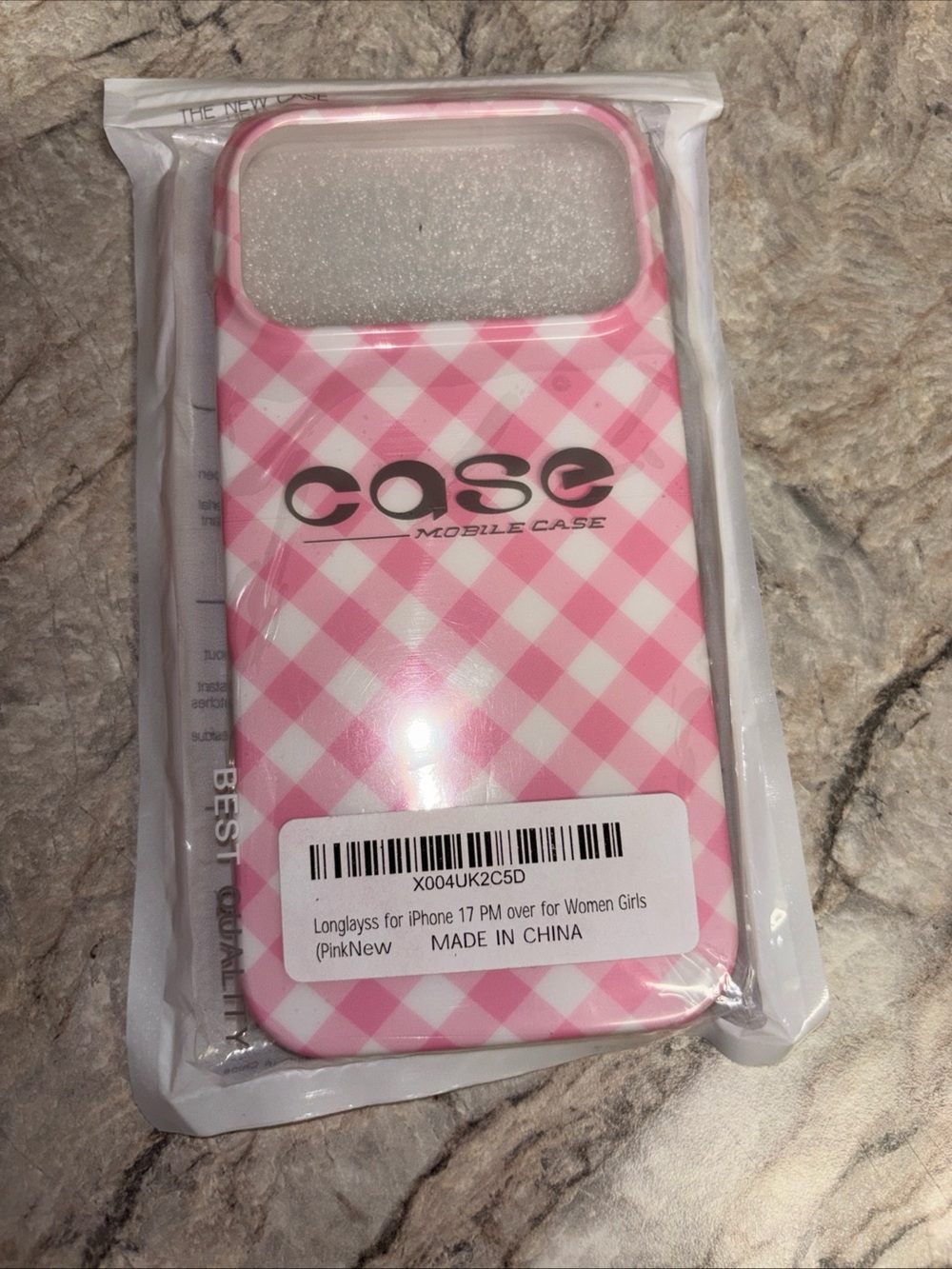 New Longlayss iPhone 17 Pro Max Case Pink White Gingham Plaid Checkerboard